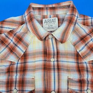 Ariat Addison Retro Fit Western‎ Pearl Snap Shirt Short Sleeve Plaid Men's Large